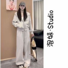 批发秋季新款套装显瘦松弛气质连帽卫衣百搭显瘦休闲时尚套装女