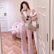 批发巨好看超火休闲运动套装女春秋季高级感洋气连帽外套微喇裤两件套