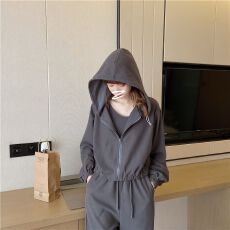 批发仿棉鱼鳞200克休闲运动套装女<b class='q'>春</b>秋宽松卫衣外套束脚卫裤三件套