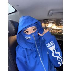 批发薄款/加绒 白金拉链+全绣花 后包领【纯棉华棉复合】卫衣女