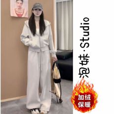 批发加绒加厚套装女<b class='q'>显瘦</b>松弛气质连帽卫衣<b class='q'>显瘦</b>休闲时尚套装女两件套