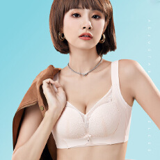批发小胸聚拢内衣女防下垂无钢圈蕾丝无侧骨<b class='q'>文胸</b>透调整型收副乳