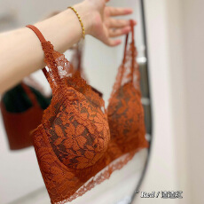 批发秋冬法式深V领蕾丝吊带<b class='q'>内衣</b>女纯欲性感U型美背小胸<b class='q'>聚拢</b>固定杯文胸