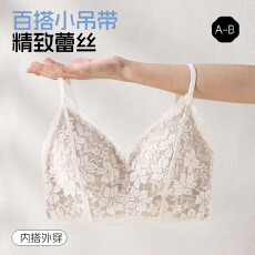 批发法式V领蕾丝小吊带三角杯<b class='q'>内衣</b>纯欲风内搭美背<b class='q'>聚拢</b>薄款背心文胸罩