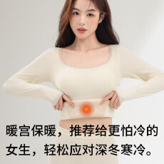 批发绵羊绒蚕丝保暖内衣女长袖上衣带胸垫免穿文胸罩无痕打底修身套装