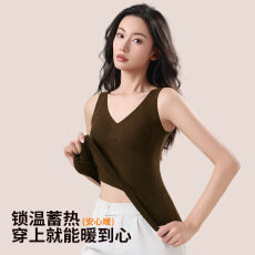 批发秋冬双面磨毛狐狸绒保暖背心女无痕发热带胸垫保暖内衣恒温打底衫