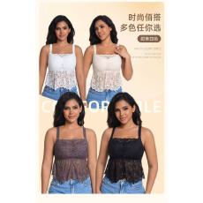 批发夏季薄款大码性感蕾丝<b class='q'>吊带</b>背心女一体式免穿文胸美背大胸显小内衣