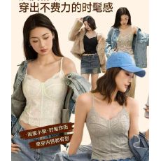 批发正品春夏<b class='q'>蕾丝</b>吊带背心女带胸垫修身内搭保暖打底上衣可外穿