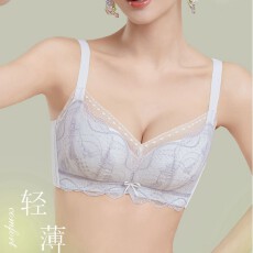 批发夏季透气无钢圈薄AB杯内衣 显瘦裸感蕾丝薄洞洞杯文胸