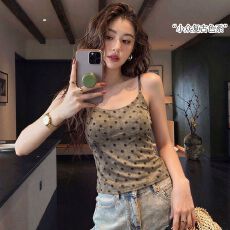 批发波点扎染吊带背心女带胸罩一体无痕内衣bra秋冬穿搭打底上衣
