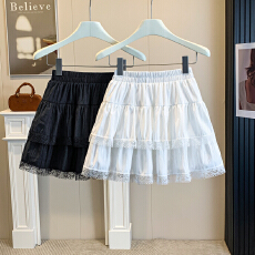 批发实拍 胖mm大码白色法式芭蕾风蓬蓬蛋糕裙荷叶边高腰a字蕾丝半身裙