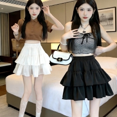 批发实拍 胖mm大码高腰蛋糕裙夏季荷叶边半身裙女显瘦大摆A字裙蓬蓬裙