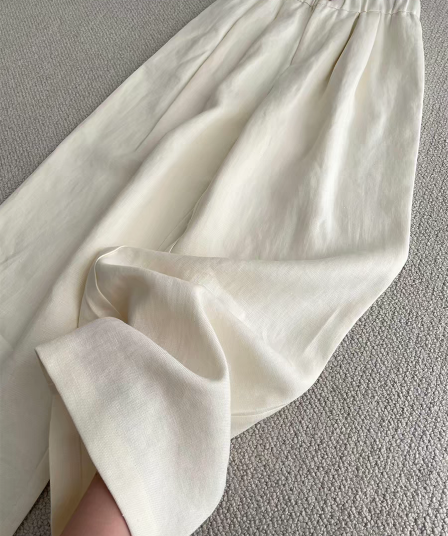 chao 수준 추천 느긋한 와 성별 오래된 돈 바람 아마 바지 여성 여름 얇은 스타일 허리밴드 캐주얼 와이드 레그 팬츠 어린이