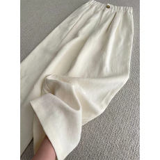 批发慵懒随性老钱风亚麻裤<b class='q'>女</b>夏季薄款松紧腰休闲阔腿裤子
