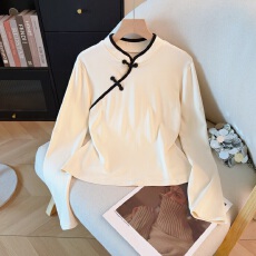 批发新中式长袖打底衫秋装女款2025年新款爆款洋气独特别致超好看上衣