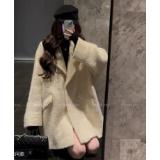 批发AnAnLine.伯克利马海毛！原创手工定制大衣2025年新款黑白外套