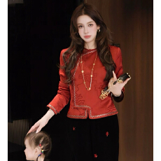 批发G. yantong/郭彦彤定制新中式斜襟长袖上衣<b class='q'>衬衫</b>打底高端