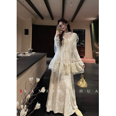 批发三吉黑花「12/18日20点开」【琳琅】钉珠绣花古董斗篷<b class='q'>丝绒</b><b class='q'>连衣裙</b>