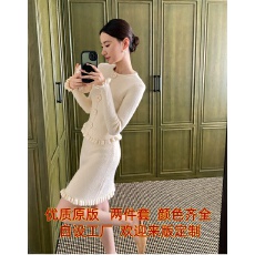 批发XXNING 法式花朵木耳花边针织套装女显瘦上衣百搭半身短裙两件套