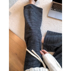 批发小香风肌理感磨毛加绒阔腿裤女冬季新款宽松遮胯显瘦百搭直筒长裤