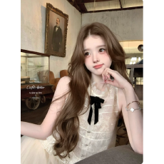 批发迟伞伞26/ss 贝拉衣橱 jor*a 多层细闪<b class='q'>欧根纱</b>丝绒蝴蝶结无袖<b class='q'>上衣</b>