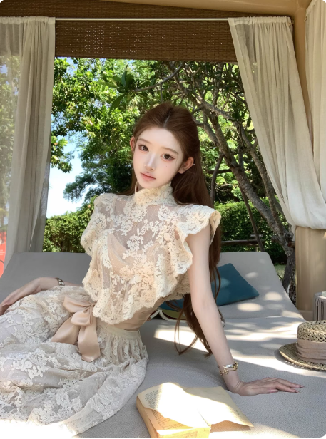 늦게 우산 우산 26 ss 레몬 딜 z1m 쉬운 꿈 링 같은 단락 맞춤 레이스 맨위 레이스 반 스커트 세트 그룹