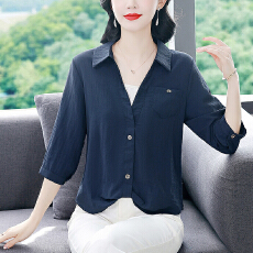批发假两件<b class='q'>新款</b>Polo七分衬衫春夏季法式小资减龄气质单穿别致独特上衣