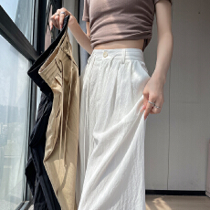 批发冰丝肌理感<b class='q'>阔腿裤</b>女夏日薄款防蚊防晒<b class='q'>棉麻</b>休闲<b class='q'>裤</b>慵懒感宽松直筒<b class='q'>裤</b>