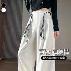 批发高级感<b class='q'>休闲</b>西装裤女春夏新款慵懒松驰感直筒阔腿裤   配丝巾腰带