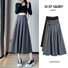 批发<b class='q'>西装</b>半身<b class='q'>裙</b>女春夏季新款高腰显瘦遮胯a字<b class='q'>裙</b>韩系高级感灰色百褶<b class='q'>裙</b>