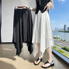 批发不规则半身裙女2026夏季新款天丝棉垂感a字裙中<b class='q'>长</b>款气质白色<b class='q'>裙子</b>