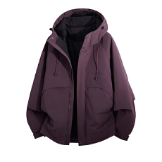 批发秋冬<b class='q'>户外</b>工装风冲锋衣外套连帽潮牌日系情侣款休闲羽绒才棉男外套