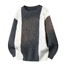 批发撞色拼接毛衣男秋冬季圆领运动<b class='q'>针织衫</b>男套头打底外穿毛线衣