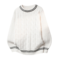 批发撞色拼接毛衣男秋冬季圆领运动<b class='q'>针织衫</b>男套头打底外穿毛线衣