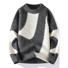 批发高品质圆领毛衣男士冬季新款潮牌上衣男休闲长袖<b class='q'>针织衫</b>