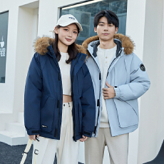 批发冬季新款连帽羽绒服防水防污防油 宽松工装情侣外套