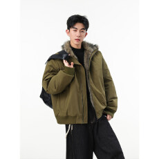 批发新款美式宽松毛领派克服外套保暖座山雕翻领潮流棉服