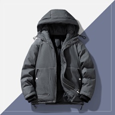 批发美式潮牌羽绒棉服保暖休闲宽松男冬季新款纯色连帽面包服棉衣外套