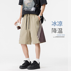 批发美式短裤男夏季薄款冰凉运动五分裤弹力休闲裤子