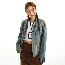 批发实拍短款牛仔外套女新款复古修身时尚流行减龄<b class='q'>街头</b>风辣妹短上衣