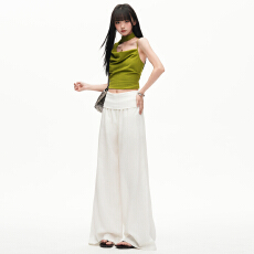 批发实拍<b class='q'>亚麻</b>天丝｜宽腰头可翻折｜松弛感宽松阔腿休闲裤女