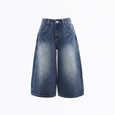 批发实拍美式复古高腰宽松七分裤垂感百搭春夏阔腿裤新款直筒牛仔裤女