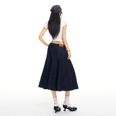 批发实拍26th ootd!春季NEW原牛色复古百搭不规则显瘦气质牛仔鱼尾裙