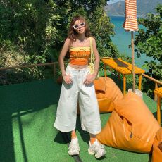 批发实拍美式复古宽松<b class='q'>阔腿裤</b>百搭垂感七分裤多口袋小众春夏牛仔裤女