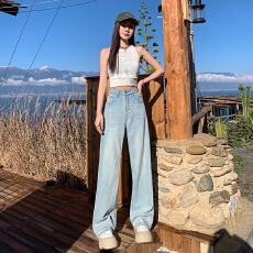 批发实拍弹力天丝<b class='q'>牛仔裤</b>女莱塞尔2026春夏新款软牛仔怀旧色小个子直筒