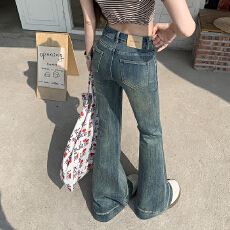 批发实拍清湖蓝喇叭<b class='q'>牛仔裤</b>宽边弹力裤新款柔软弹力好版型显高显瘦