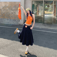 批发实拍2026春季NEW原牛色复古百搭不规则显瘦气质牛仔鱼尾裙