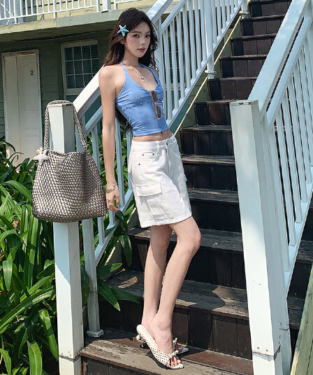 실사 아메리칸 워싱 마 오래된 순면 워크웨어 청바지 여성 여름 새로운 루즈핏 캐주얼 4 점 화이트 반바지