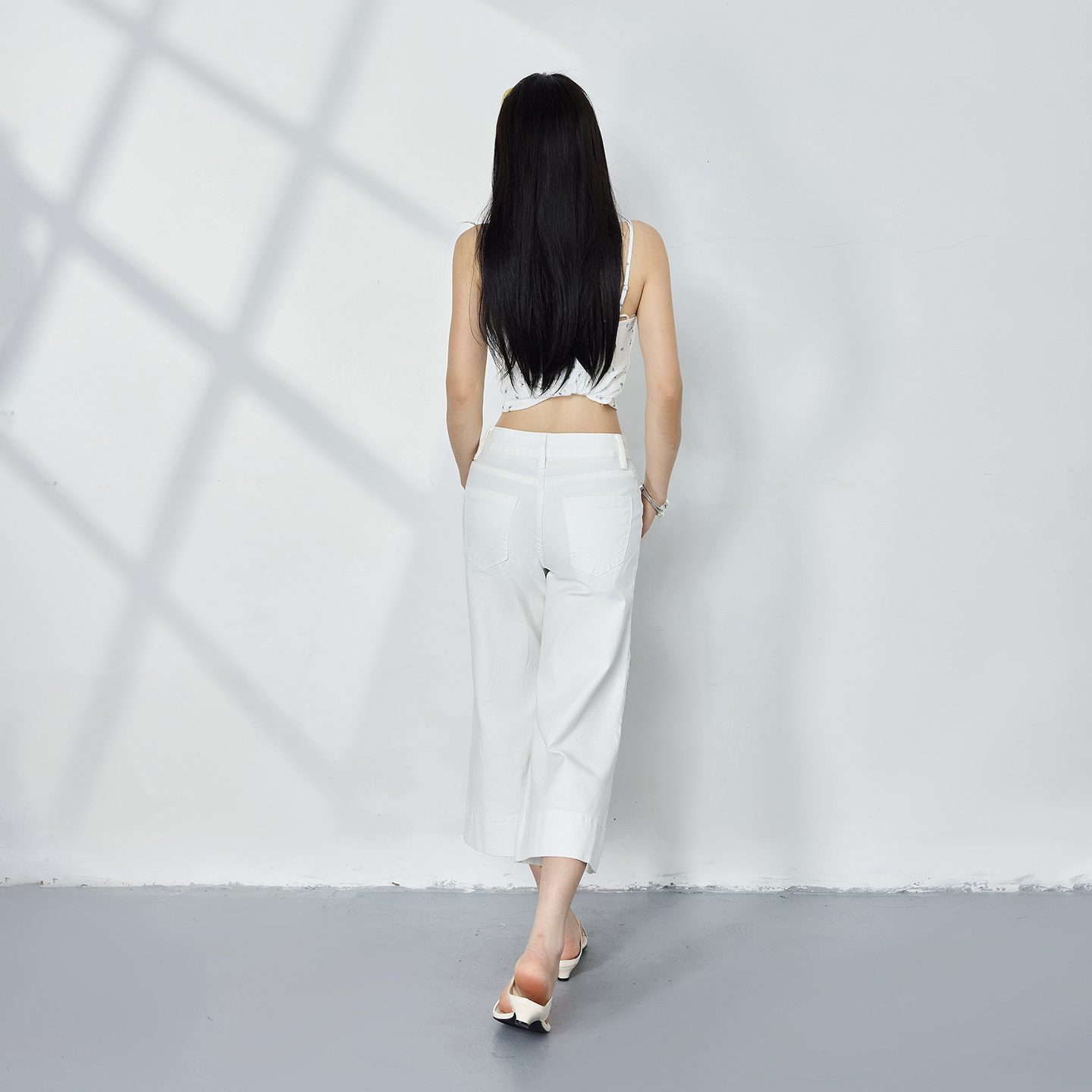 실사 아메리칸 복잡한 고대 돈 바람 루즈핏 나팔 바지 다용도 슬림해 보이는 몸매 가꾸기 7부 바지 부츠컷 청바지 여성