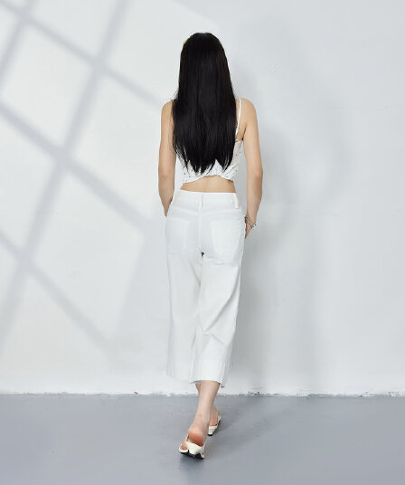 실사 아메리칸 복잡한 고대 돈 바람 루즈핏 나팔 바지 다용도 슬림해 보이는 몸매 가꾸기 7부 바지 부츠컷 청바지 여성